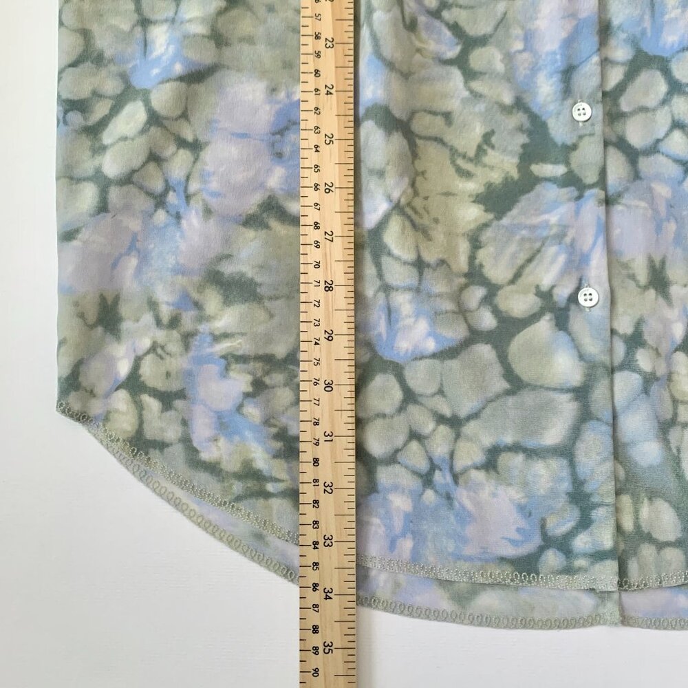 Aritzia Wilfried Silk Bohemian Abstract Print Shirt Dress Tunic Green Rich Girl - Picture 9 of 13
